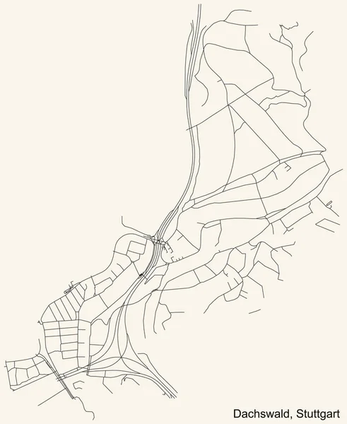 Чорні Прості Детальні Вуличні Дороги Вінтажному Бежевому Тлі Кварталу Дахсвальд — стоковий вектор