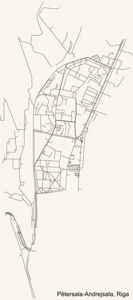 Карта Дорог Черного Цвета Старинном Бежевом Фоне Квартала Птерсала Андрейсала — стоковый вектор