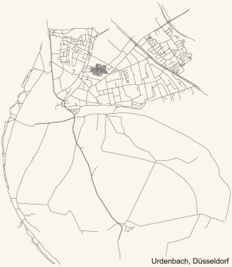 Almanya 'nın başkenti Dsseldorf' tan Urdenbach Stadtteil 'in klasik bej arka plan haritası