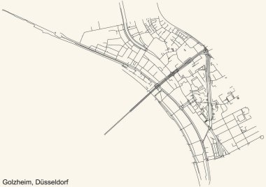 Almanya 'nın başkenti Dsseldorf' ta Golzheim Stadtteil 'in klasik bej arka plan haritası