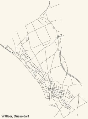 Dsseldorf, Almanya 'dan Wittlaer Stadtteil' in klasik bej arka plan haritası