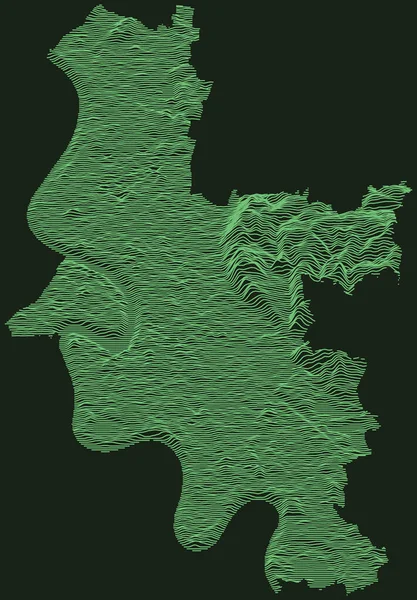 德国Dsseldorf的地形图军事雷达战术地图 深绿色背景上的翡翠绿色等高线 — 图库矢量图片