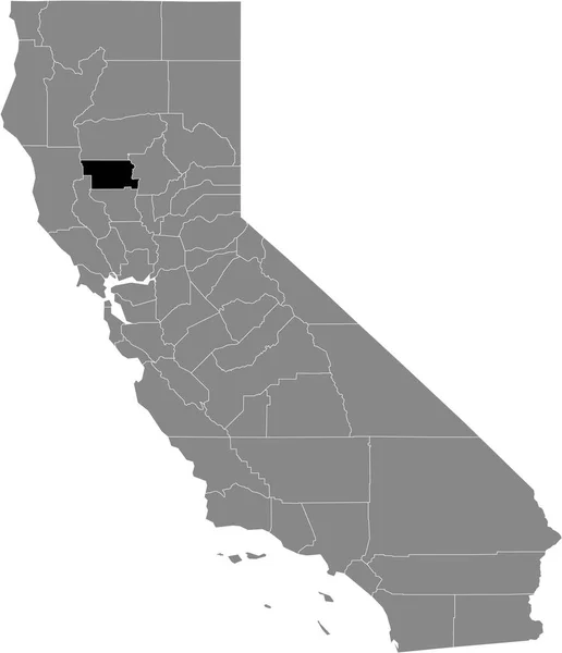 アメリカ合衆国カリフォルニア州の灰色の地図の中のアメリカグレン郡の黒いハイライトされた場所 — ストックベクタ