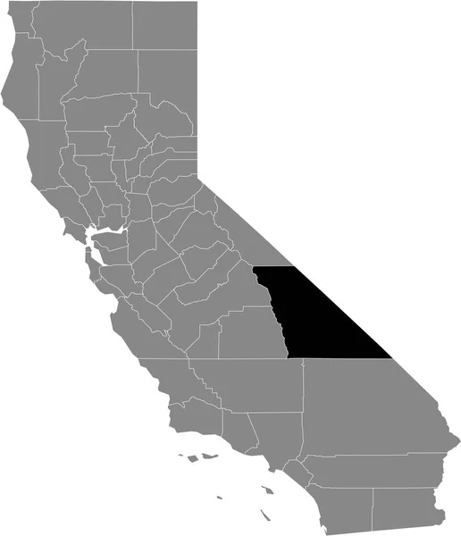 Mappa Dettagliata Nera Della Contea Inyo Stati Uniti All Interno — Vettoriale Stock