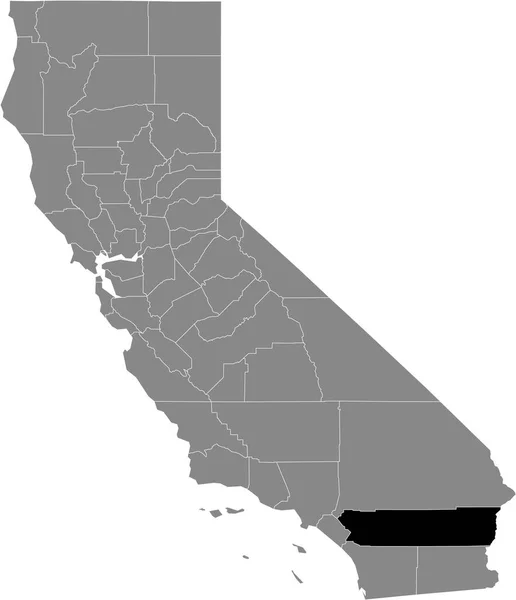 米国カリフォルニア州の灰色の地図の中にある米国リバーサイド郡の黒いハイライトされた場所 — ストックベクタ