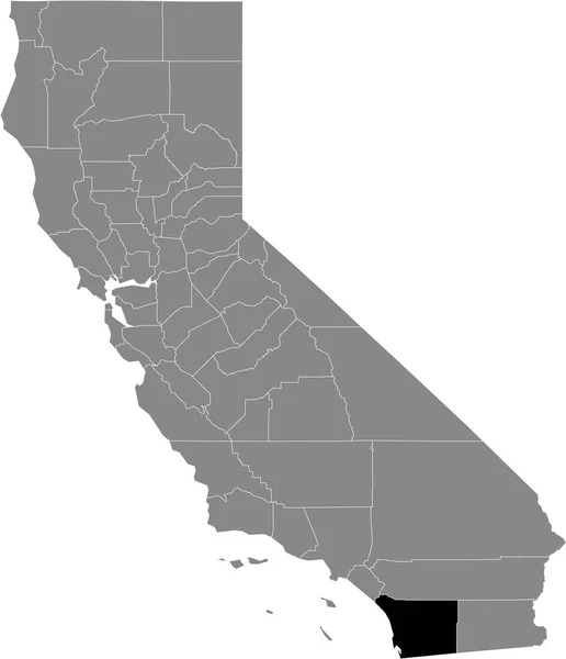 Mappa Dettagliata Nera Della Contea San Diego Stati Uniti All — Vettoriale Stock