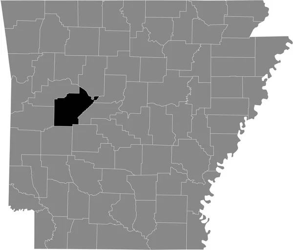 Mapa Ubicación Resaltado Negro Del Condado Yell Dentro Del Mapa — Vector de stock
