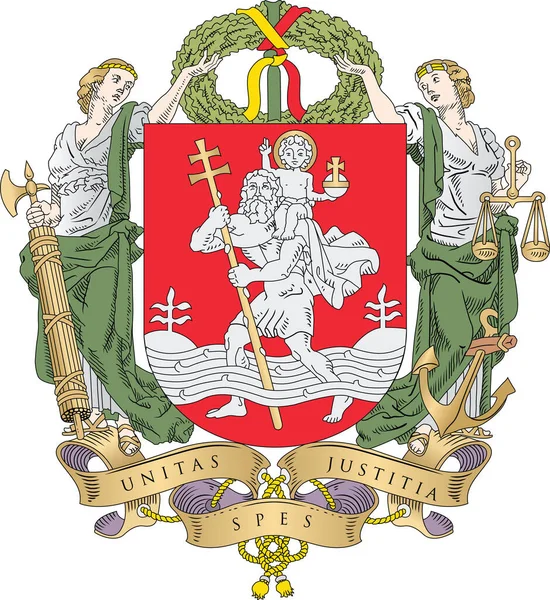 Vector Escudo Armas Ilustración Capital Lituana Vilna Lituania — Archivo Imágenes Vectoriales