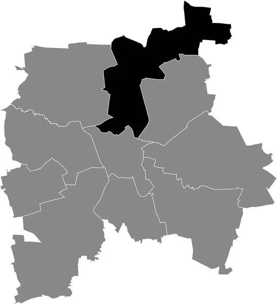 Mapa Ubicación Negro Del Distrito Leipziger North Nord Dentro Capital — Vector de stock