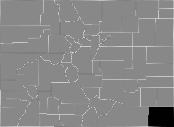 Černá Zvýrazněná Mapa Umístění Okresu Baca Usa Uvnitř Šedé Mapy — Stockový vektor