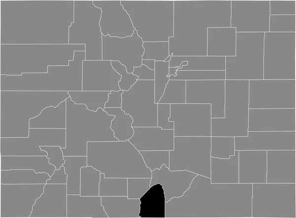 Zwart Gemarkeerde Kaart Van Locatie Van Costilla County Grijze Kaart — Stockvector