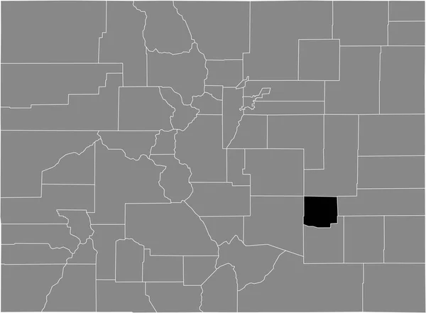 美国科罗拉多州内美国克劳利县灰色地图中的黑色突出显示位置图 — 图库矢量图片