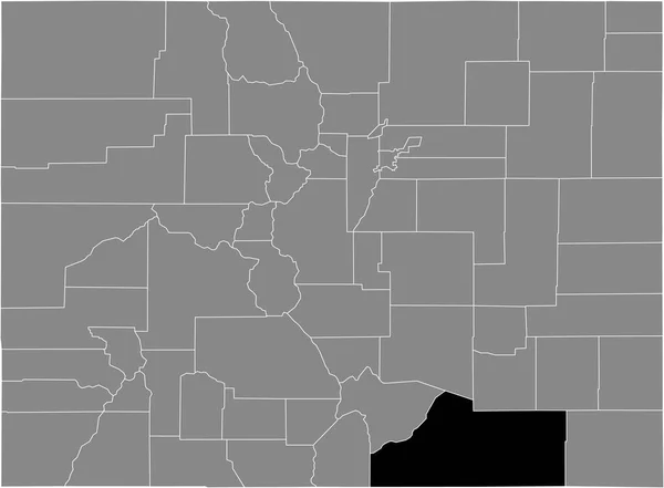 美国科罗拉多联邦州灰度地图内的美国Las Animas县的黑点位置图 — 图库矢量图片