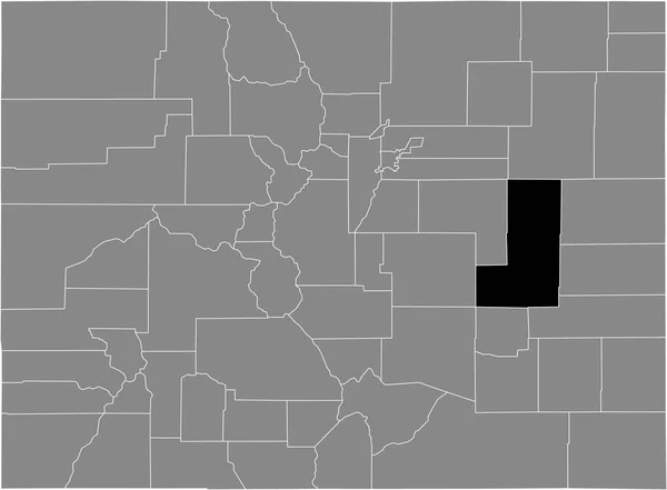 Abd Nin Colorado Eyaletinin Gri Haritasında Lincoln Eyaletinin Siyah Işaretli — Stok Vektör
