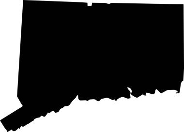 Connecticut, ABD Federal Eyaleti 'nin basit siyah vektör haritası.