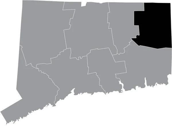 Preto Destaque Mapa Localização Condado Windham Eua Dentro Mapa Cinza —  Vetores de Stock