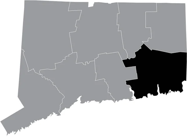 Preto Destaque Mapa Localização Condado New London Eua Dentro Mapa —  Vetores de Stock