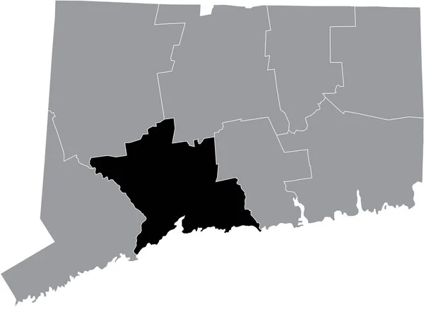 Zwart Gemarkeerde Kaart Van Locatie Van Amerikaanse New Haven County — Stockvector