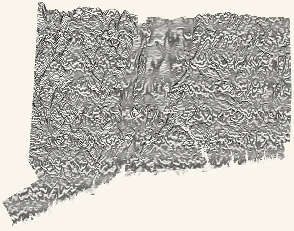 Lichttopografische Kaart Van Federale Staat Connecticut Usa Met Zwarte Contourlijnen — Stockvector