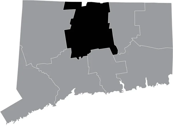 Mapa Ubicación Resaltado Negro Del Condado Hartford Dentro Del Mapa — Vector de stock