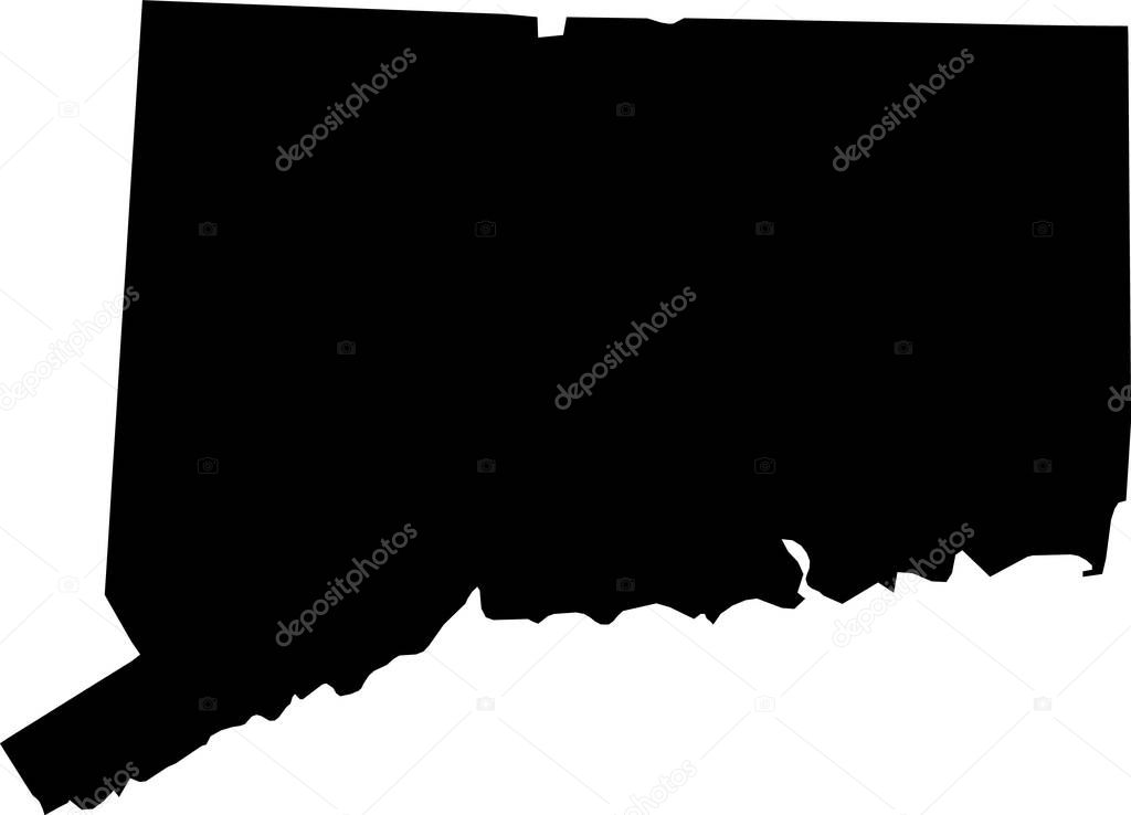 Simple black vector map of the Federal State of Connecticut, USA