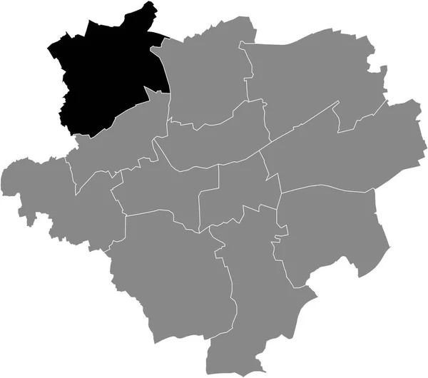Mapa Ubicación Negro Del Distrito Dortmunder Stadtbezirk Mengede Dentro Capital — Vector de stock