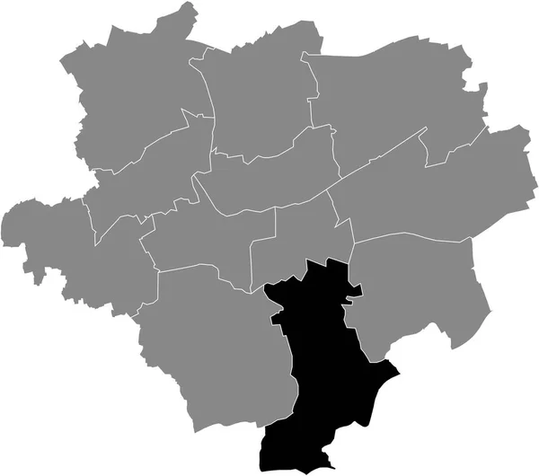 Czarna Mapa Lokalizacji Dzielnicy Dortmunder Stadtbezirk Hrde Niemieckiej Stolicy Regionu — Wektor stockowy