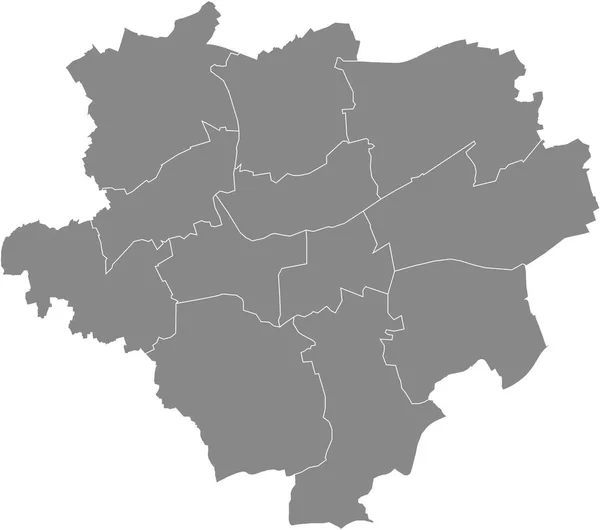 Carte Vectorielle Grise Simple Avec Les Frontières Blanches Des Districts — Image vectorielle