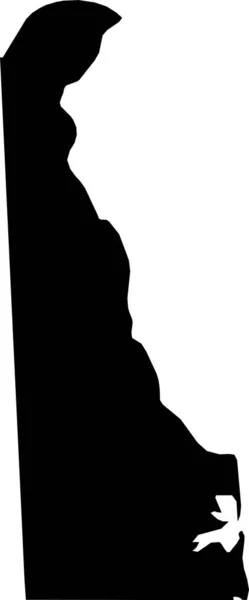 Simple Mapa Vectorial Negro Del Estado Federal Delaware — Vector de stock