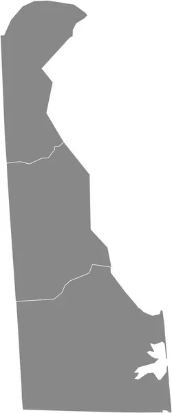 Mapa Vetorial Cinzento Estado Federal Delaware Eua Com Fronteiras Brancas —  Vetores de Stock
