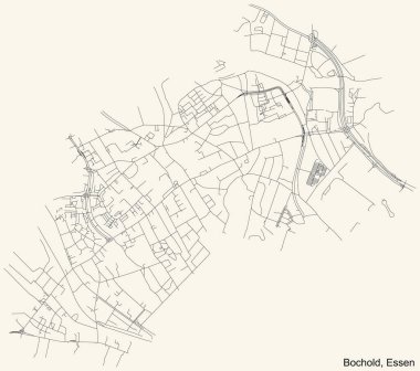 Essen, Almanya 'daki Bochold Stadtteil bölgesinin klasik bej arka plan haritası