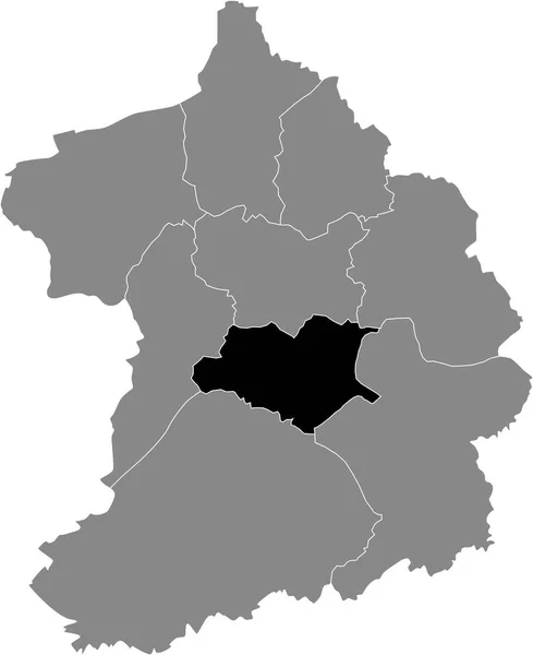 ドイツエッセン州のドイツ地方都市内のDseldorfer Stadtbezirk Rttenscheid Bergerhausen 地区の黒い場所マップ — ストックベクタ
