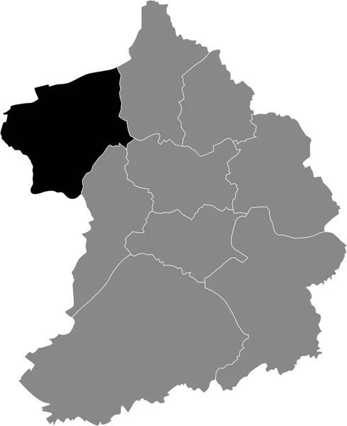 德国埃森地区首府的Dsseldorfer Stadtbezirk Borbeck区黑色位置图 — 图库矢量图片