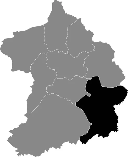 Zwarte Kaart Van Het District Dsseldorfer Stadtbezirk Viii Essen Ruhrhalbinsel — Stockvector