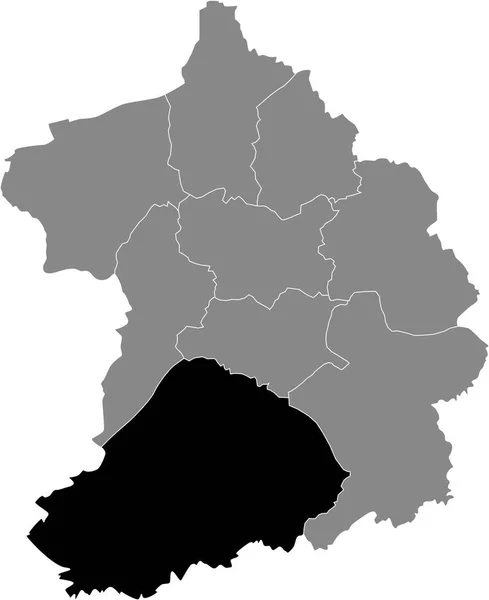 Mapa Ubicación Negro Del Distrito Dsseldorfer Stadtbezirk Werden Kettwig Bredeney — Vector de stock