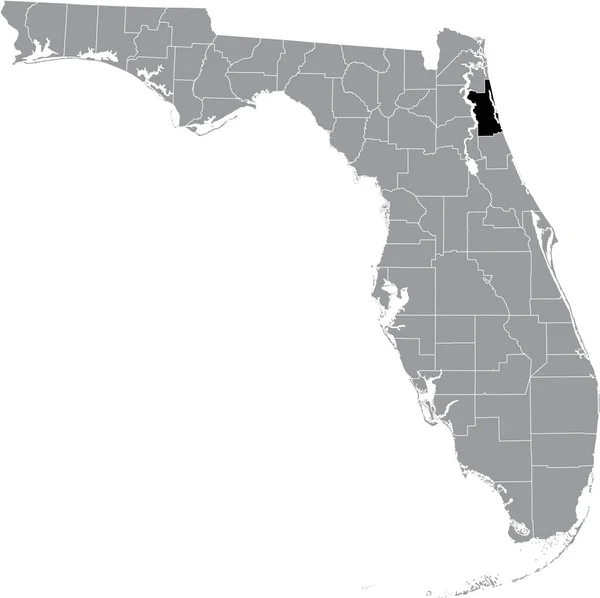 Czarna Mapa Hrabstwa Johns Wewnątrz Szarej Mapy Stanu Floryda Usa — Wektor stockowy