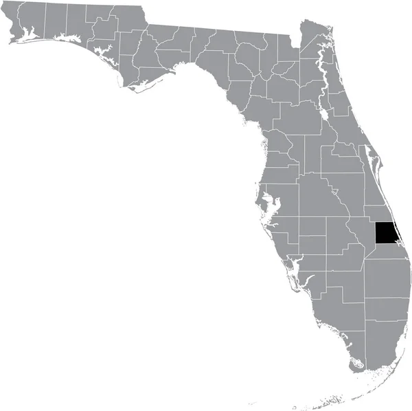 米国フロリダ州の灰色の地図の中にある米国セント ルーシー郡の黒いハイライトされた場所 — ストックベクタ