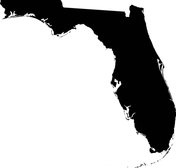 Jednoduchá Černá Vektorová Mapa Federálního Státu Florida Usa — Stockový vektor