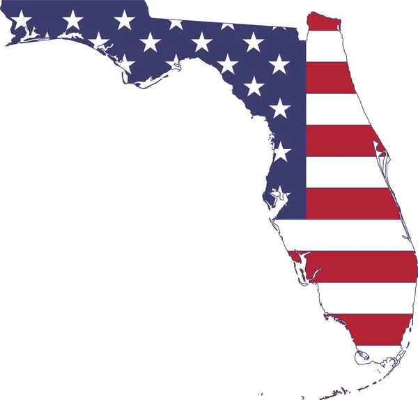 Jednoduchá Plochá Mapa Amerického Státu Florida Usa — Stockový vektor