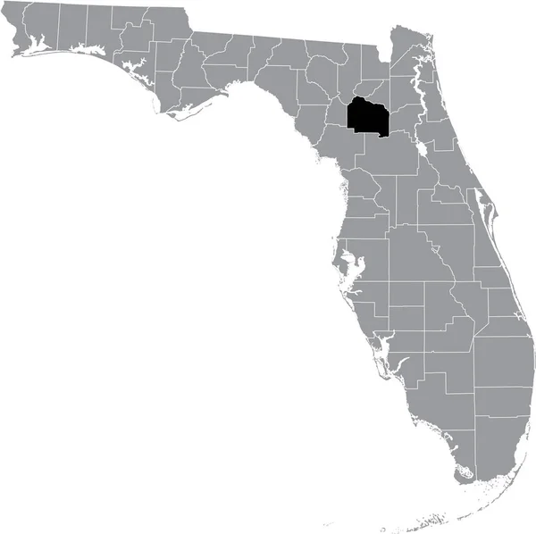 Black Highlighted Location Map Alachua County Gray Map Federal State — Archivo Imágenes Vectoriales