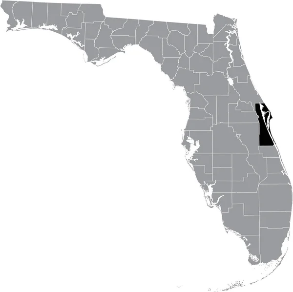 Zwart Gemarkeerde Kaart Van Locatie Van Het Amerikaanse Brevard County — Stockvector