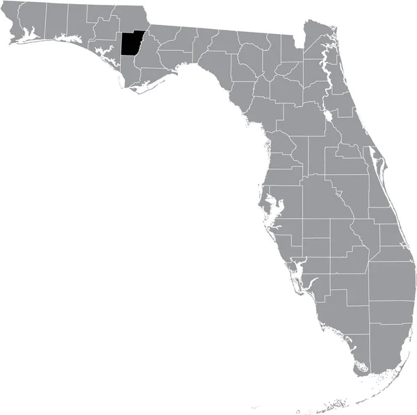 Schwarz Hervorgehobene Karte Des Bezirks Calhoun Innerhalb Der Grauen Karte — Stockvektor