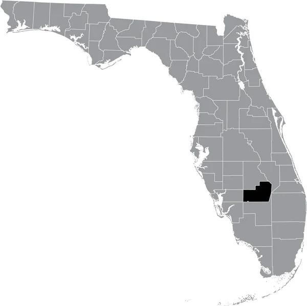 Schwarz Hervorgehobene Lagekarte Des Glades County Innerhalb Der Grauen Karte — Stockvektor