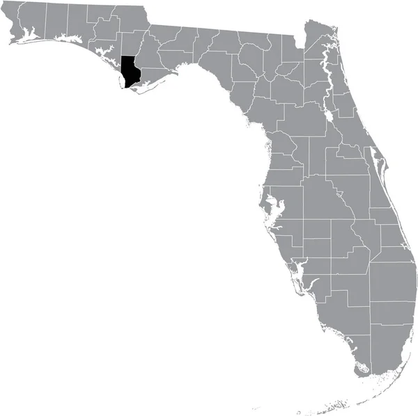 Black Highlighted Location Map Gulf County Gray Map Federal State — 图库矢量图片