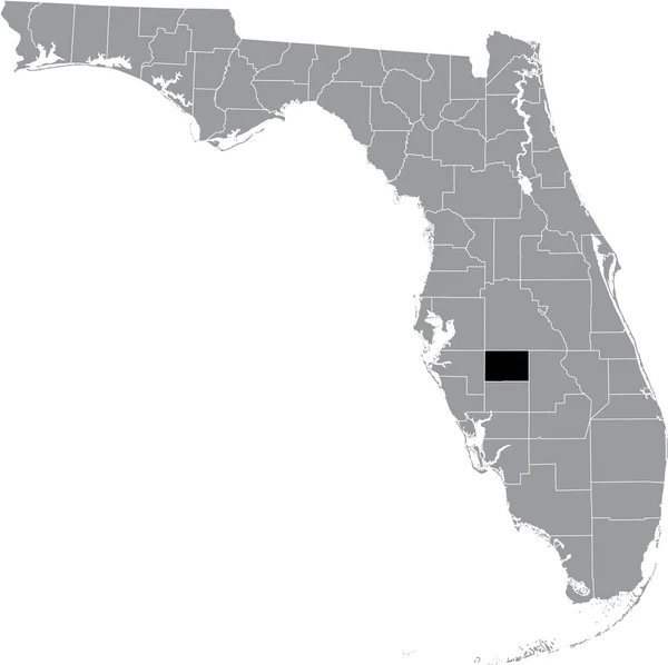 Black Highlighted Location Map Hardee County Gray Map Federal State — 图库矢量图片