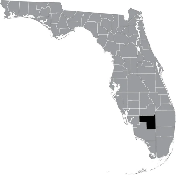 Preto Destaque Mapa Localização Condado Hendry Eua Dentro Mapa Cinza —  Vetores de Stock