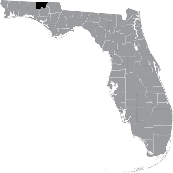 アメリカ合衆国フロリダ州の灰色の地図の中のアメリカホームズ郡の黒いハイライトされた場所の地図 — ストックベクタ