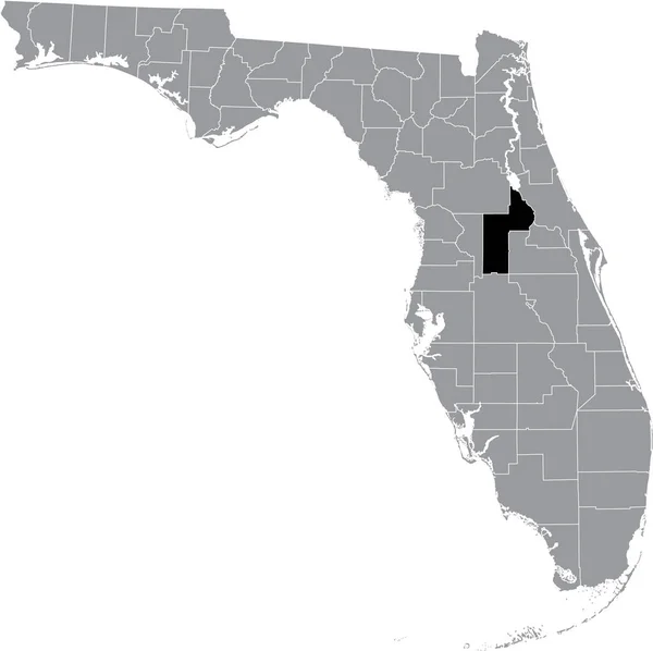 Abd Nin Florida Eyaletinin Gri Haritasında Abd Lake County Nin — Stok Vektör