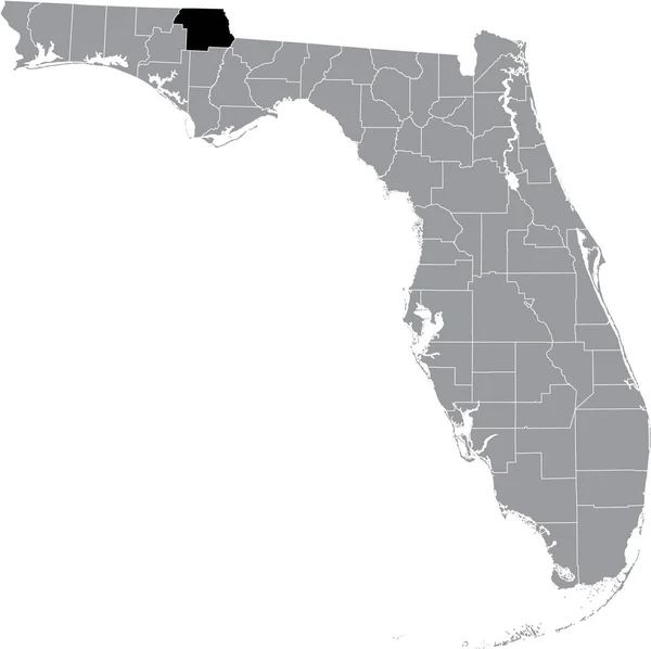 Czarna Zaznaczona Mapa Hrabstwa Jackson Wewnątrz Szarej Mapy Stanu Floryda — Wektor stockowy