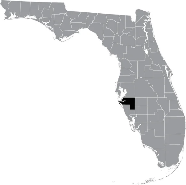 Czarna Mapa Kraju Stany Zjednoczone Manatee Wewnątrz Szarej Mapy Kraju — Wektor stockowy